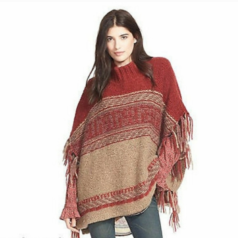 Free People Labyrinth Striped Poncho XS/S